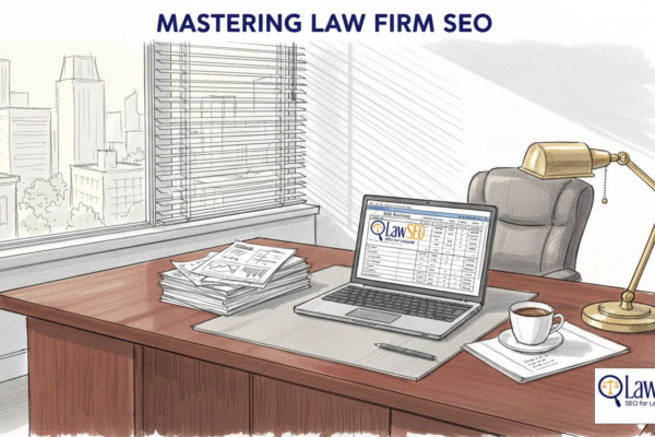 Attorney reviewing SEO analytics in law office