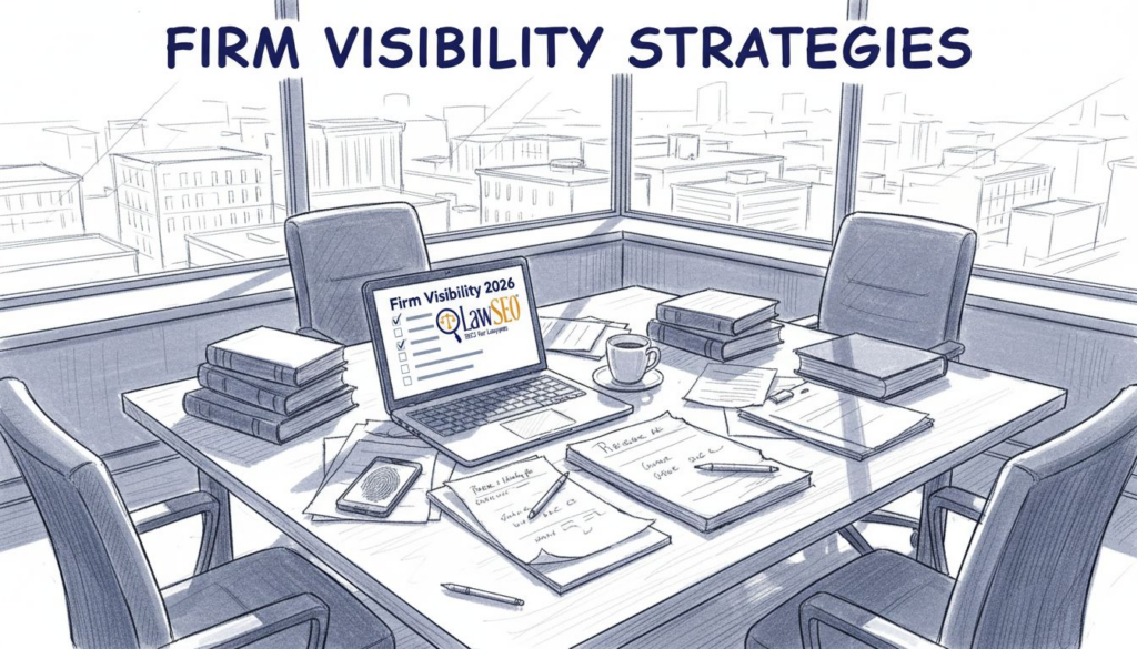 Lawyers reviewing firm visibility checklist
