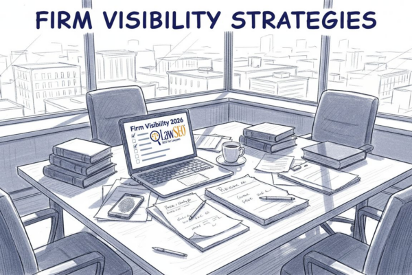 Lawyers reviewing firm visibility checklist