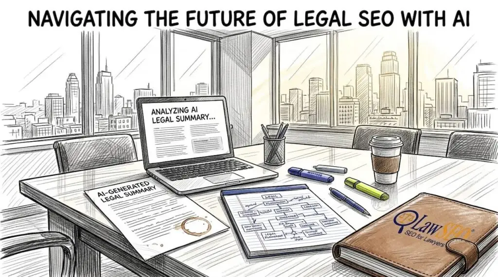 Attorney reviewing AI-generated legal summary in office