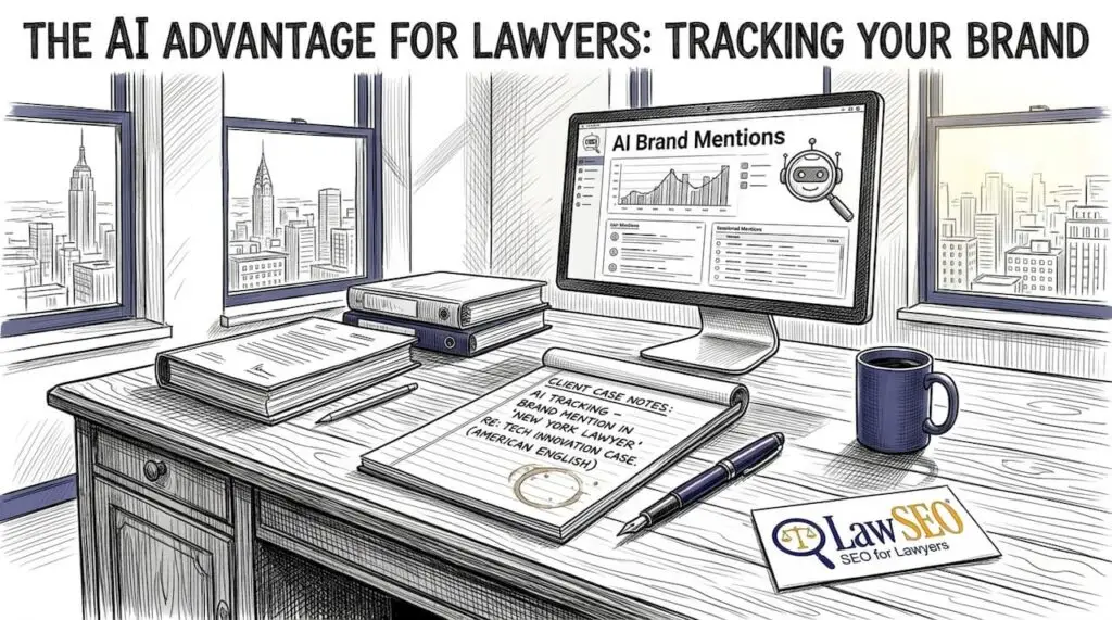 Attorney reviewing AI brand mentions dashboard