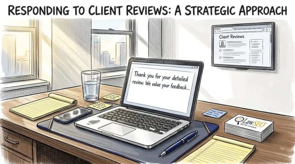 Attorney reading and replying to client reviews