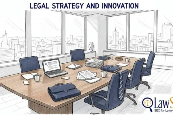 Attorney reviewing notes in law firm conference