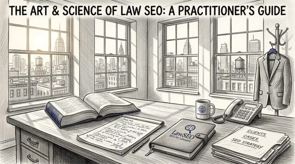 Lawyer writing at desk in corner office