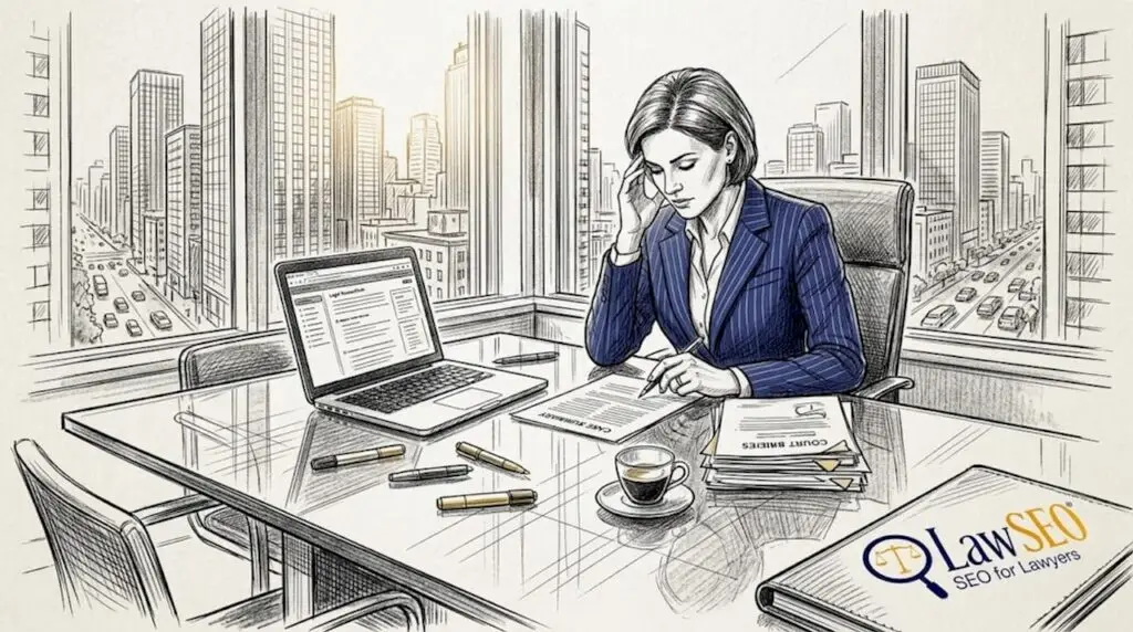 Attorney reviewing legal AI search workflow