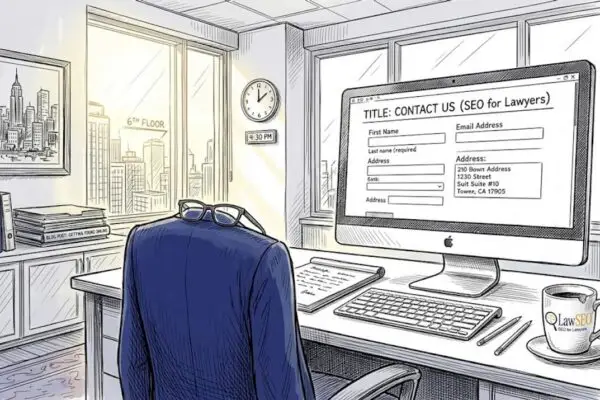 Attorney reviewing firm contact webpage