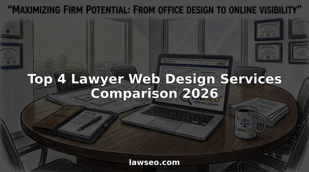 Lawyers discussing website mockups in office