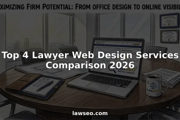 Lawyers discussing website mockups in office