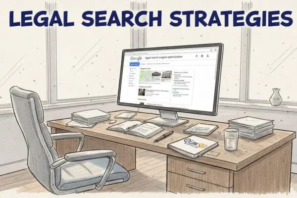 Attorney reviews search results for law firm