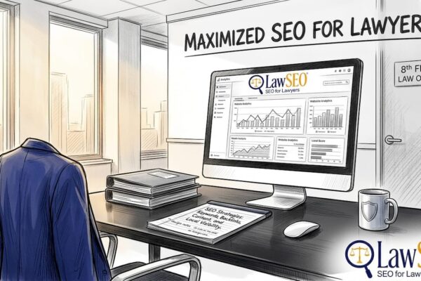 Attorney managing SEO tasks in law office