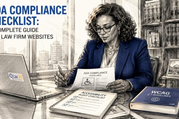 Attorney reviewing accessibility audit documents