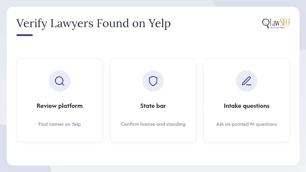 Three-step lawyer verification process