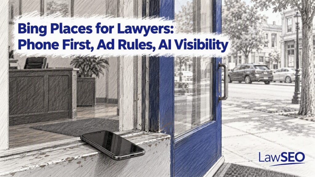 Smartphone beside a law firm entrance
