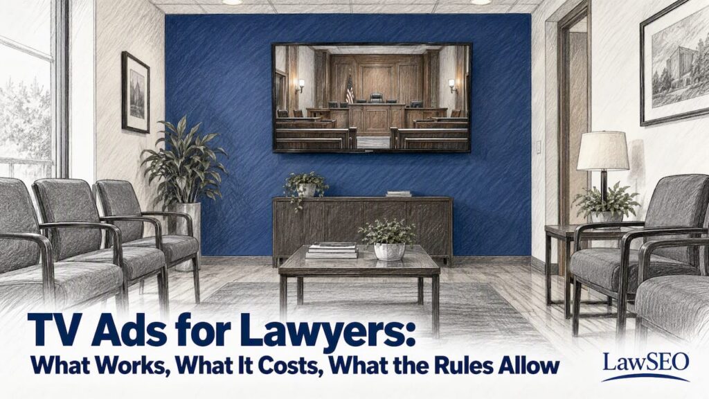 Television displaying a lawyer advertisement